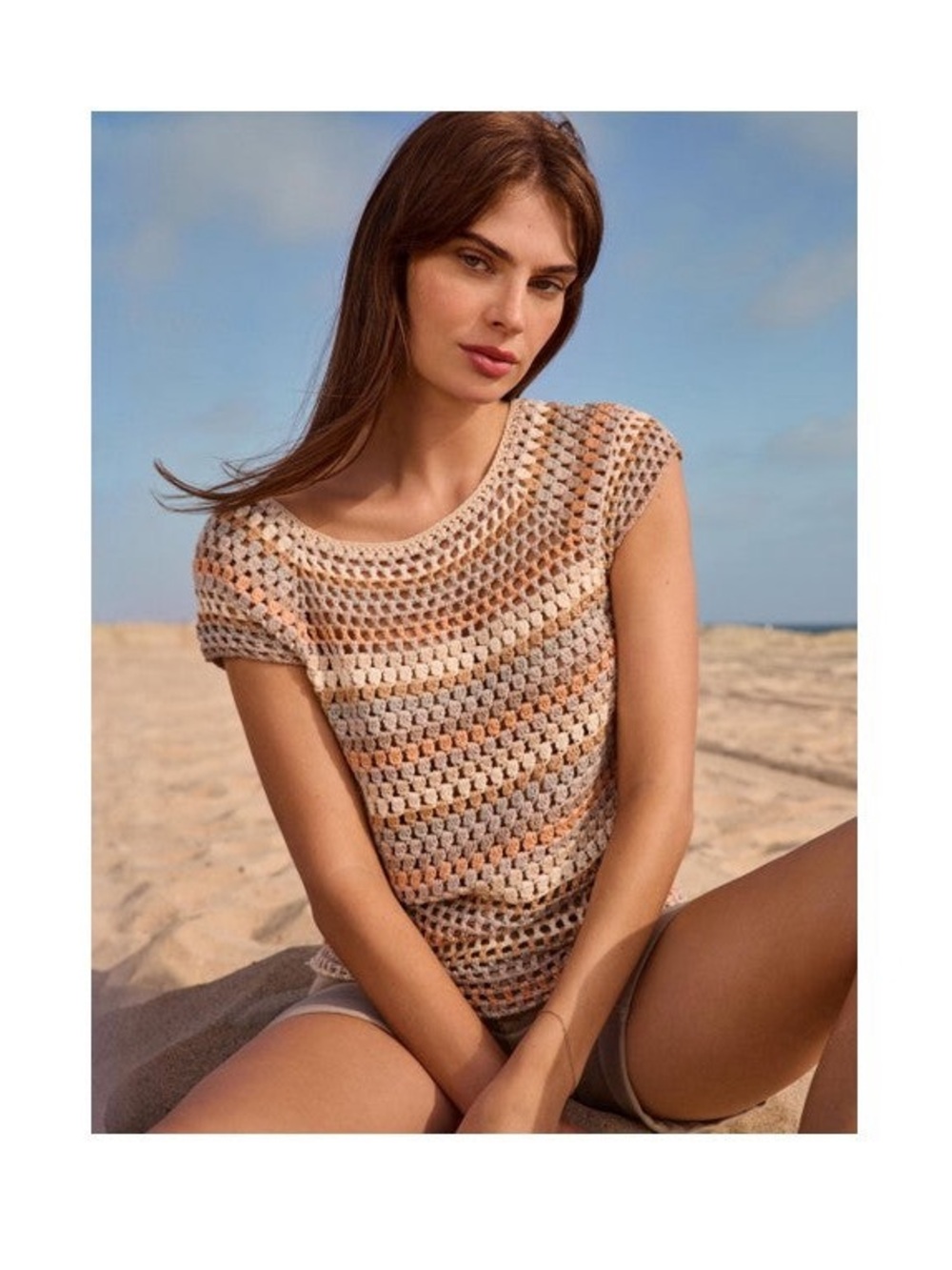 Nwt Charlie b raglan hand crochet cap sleeve top women’s size xs